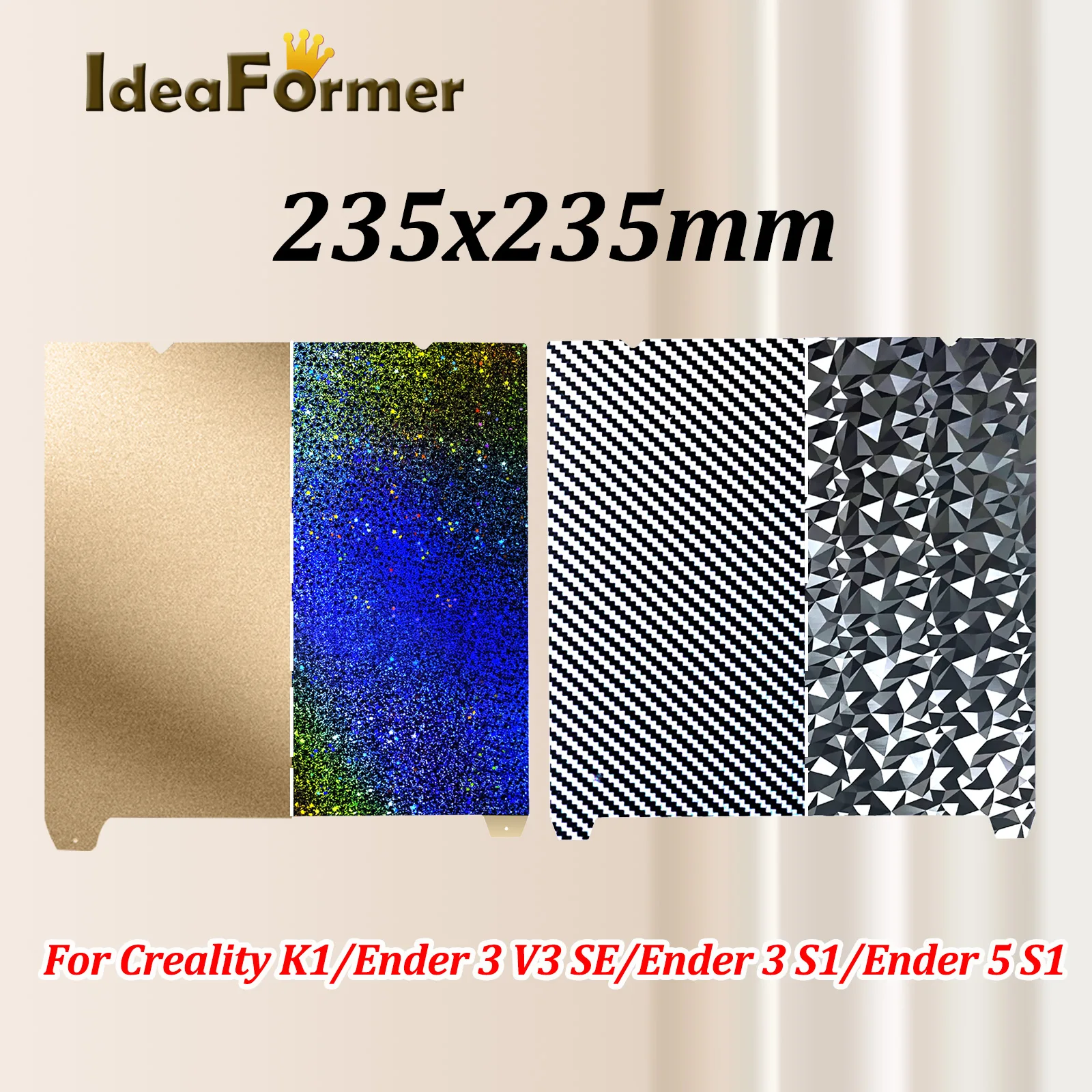 Per Ender 3 V3 Se Build Plate Texture Pei Spring Steel 235X235Mm Smooth Pey Pet Peo Sheet Per Creality K1/ Ender3 V3-Se/S1 Pro