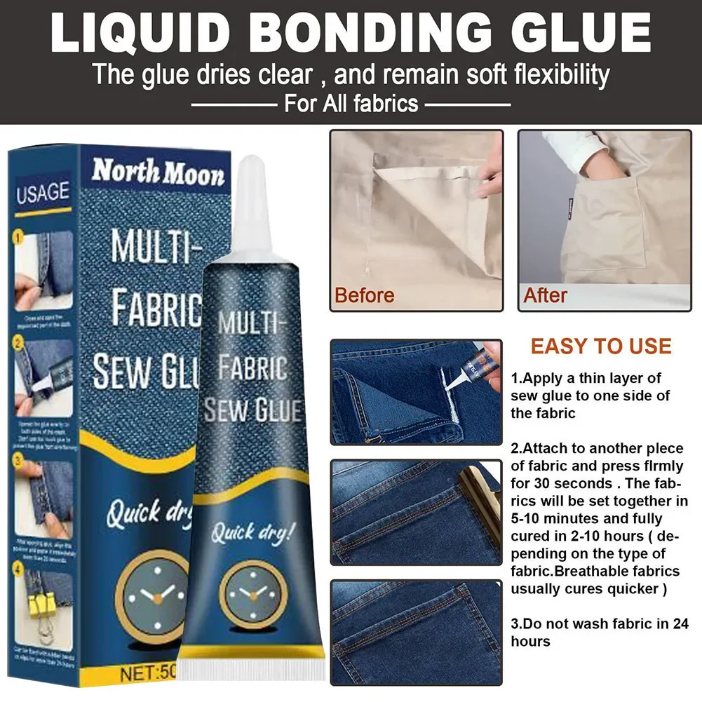 Fabric Glue 50ml Fabric Glue Quick Dry Fabric Patching Glue Versatile Repair Seam Adhesive Waterproof for Clothing Textiles