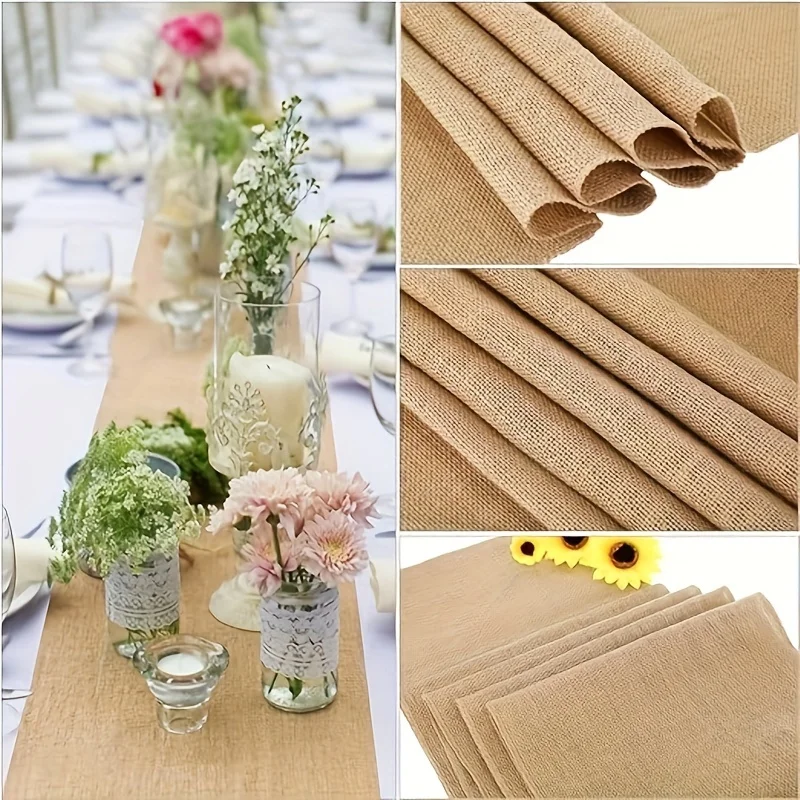 Table Runner 1PC Tablecloth Wedding Party Decoration Natural Cosus Birthday Party Home Decoration Farmhouse Banquet