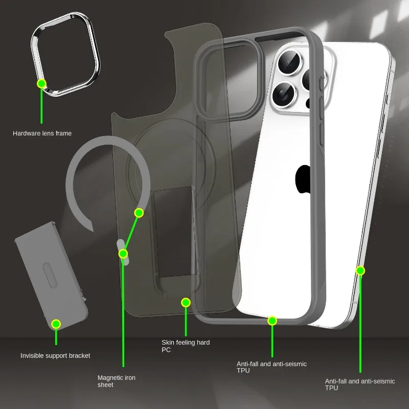 Magsafe Magnetic Invisible Stand Phone Case with Anti-Fall Matte Back Cover
