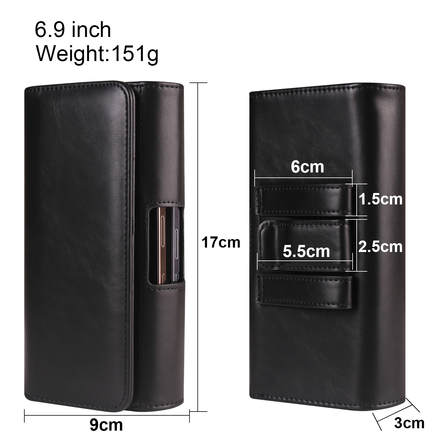Hochwertige zweilagige horizontale Taillen-Handytasche für iPhone 16 Pro Max, Herren-Karten-Ledertasche für Samsung S24 Ultra 6,7 Zoll -6,9 Zoll – Detail 2