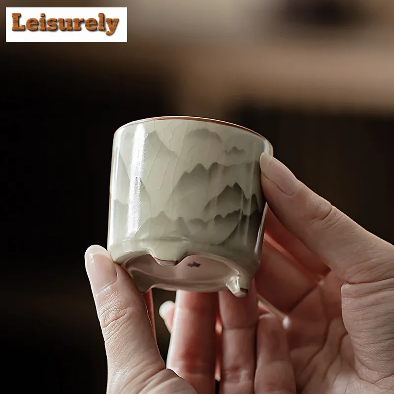 Mountain Flower Ru Kiln Porcelain Fragrance Insertion Holder Chinese Incense Tray Seat Line Burner Stand Tea Set Accessories