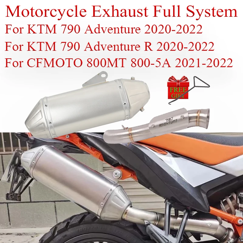 

Полная система выхлопных газов для мотоцикла, слипоны для KTM 790 890 adv 2019-2022 для CFMOTO 800MT 2021-2022, Модифицированная мото-выхлопная труба