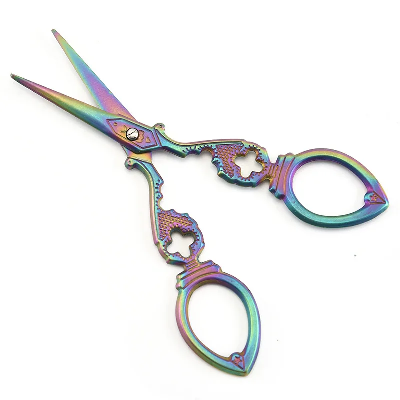 1PCS Vintage Cloth Paper Tailor Shears Household Stainless Steel Antique EDC Utility Scissors Golden Bronze Clothing Accessories 4