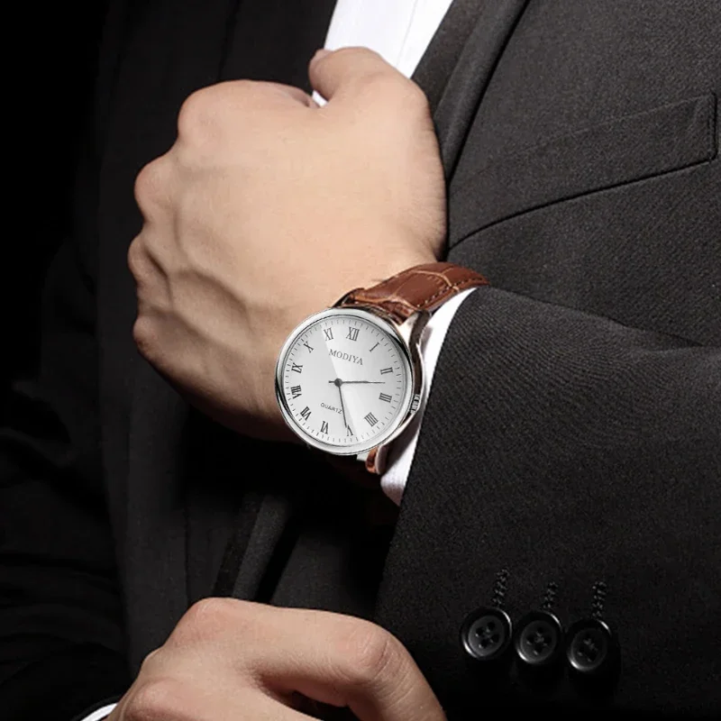 Relógio de pulso de couro masculino, relógio de pulso, luxo, relógio casual, simples