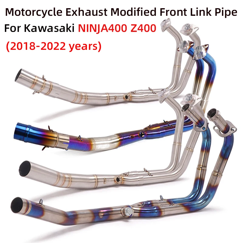 

Slip On For Kawasaki Ninja 400 Z400 Z 400 2018 - 2022 Motorcycle Exhaust System Escape Modified Front Link Pipe Titanium Alloy