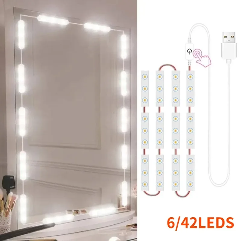 6/42 LED Vanity Lights Dimmable Touch Control Makeup Light Bathroom Mirror Lamps USB Strip Lamp Dressing Table Make Up Lamp touch table lamp makeup lamp makeup mirror lights vanity light mirror lights