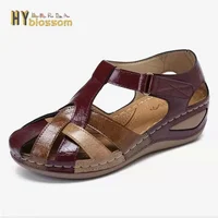 Dames sandales été chaussures pour femmes grande taille sandales à talons compensés bouquet pied décontracté imprimé sandale dames sandales pour femmes 1