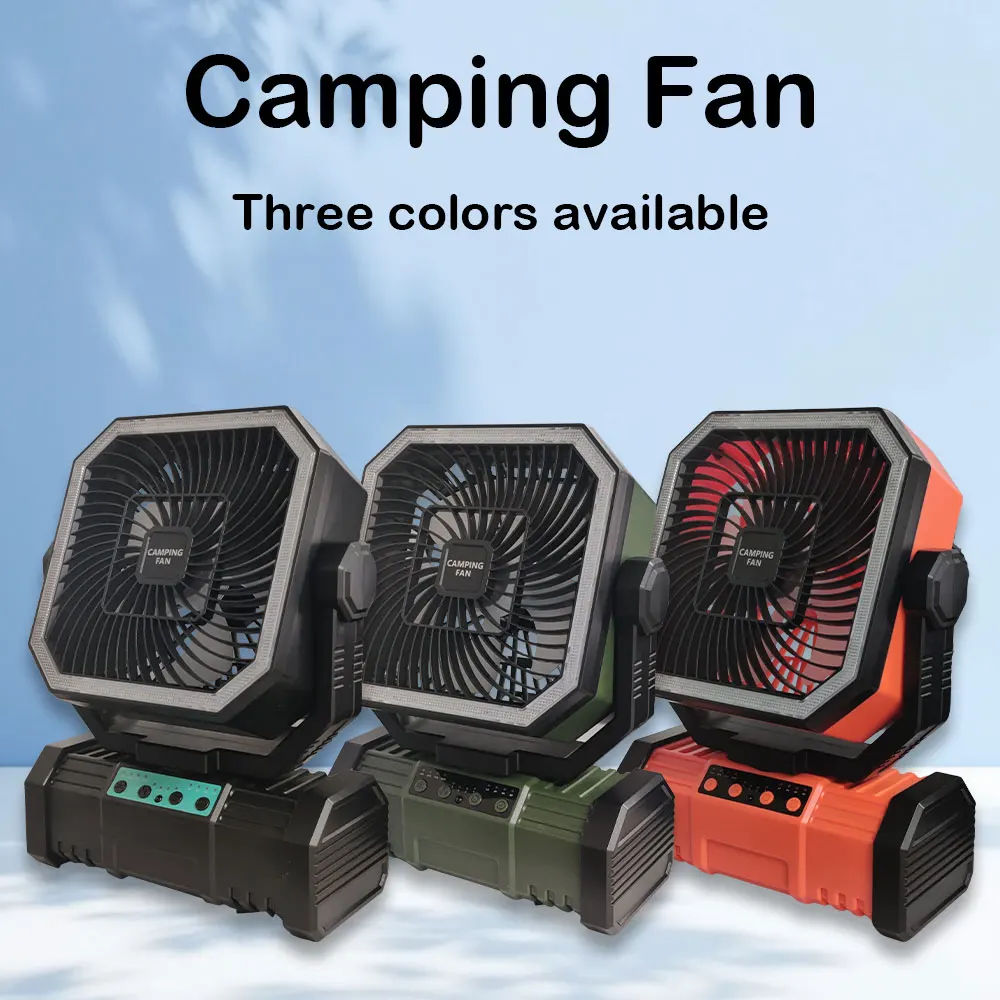 20000 mAh Akku mit großer Kapazität, LED-Licht, Campingventilator, abnehmbarer, kabelloser Luftzirkulator, Outdoor-Ventilator mit Haken