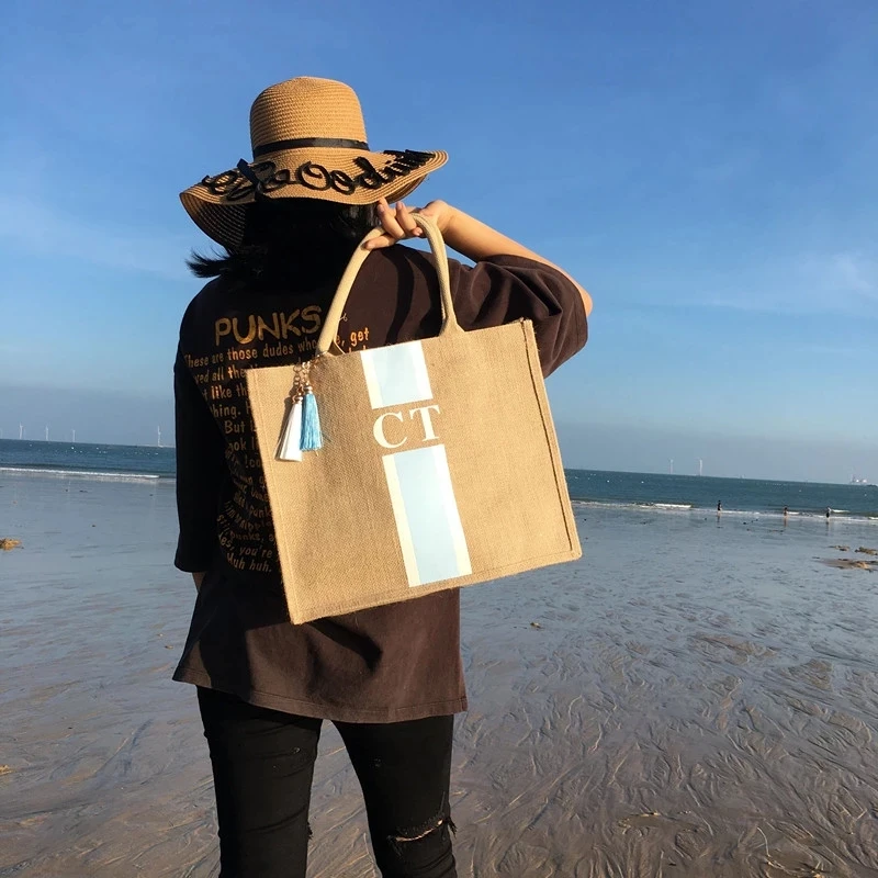 Bolsa playa de rayas personalizada para regalos de empresa