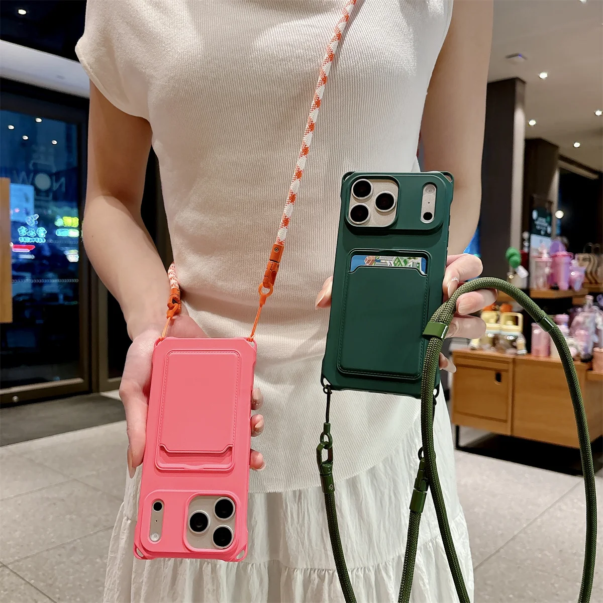 Soft Silicone Crossbody Phone Case with Strap and Card Holder