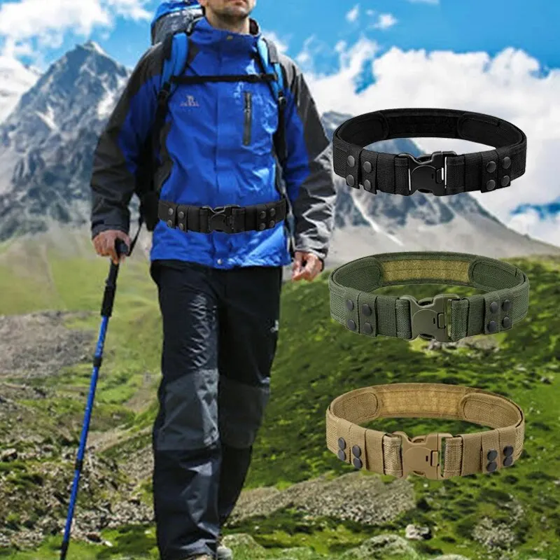 Combat Belt Men's Tactical Nylon Belt Belt Loop Quick-Release Buckle Outdoor Activities Hiking Trips