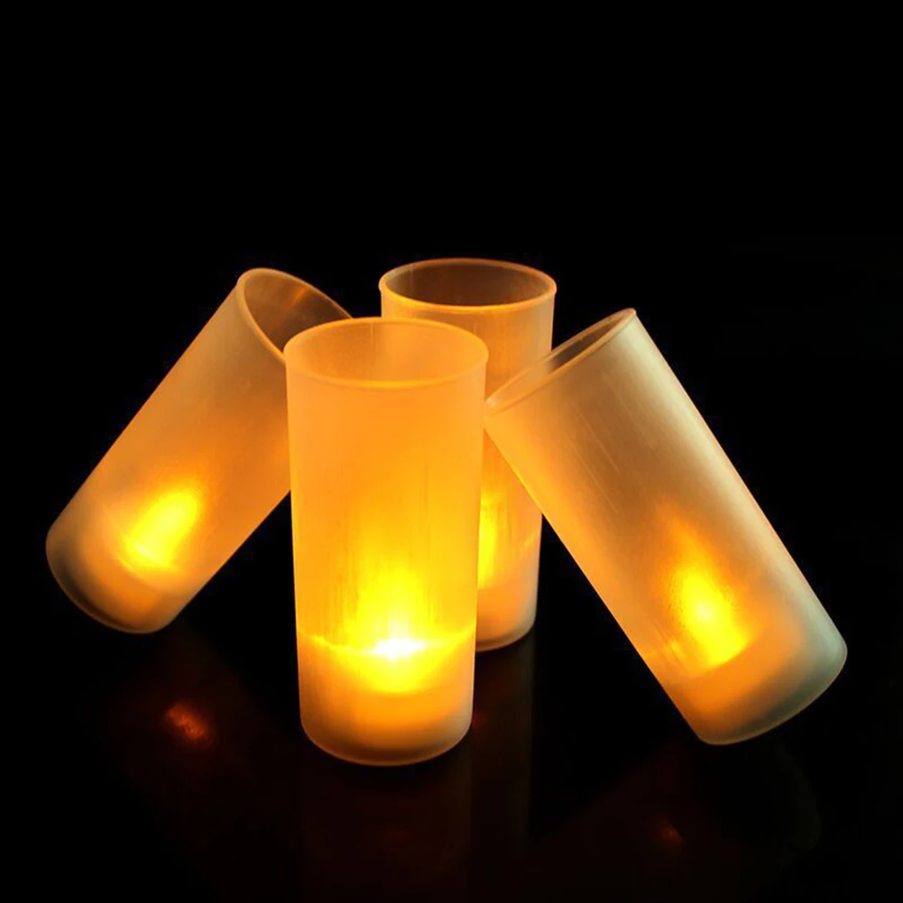 

1pcs Led Flameless Electric Candles Lamp Acrylic Glass Battery Flickering Fake Tealight Candle Bulk for Wedding Christmas