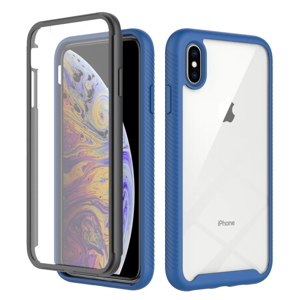 Shockproof Clear Phone Case with Built-in Screen Protector and TPU Bumper