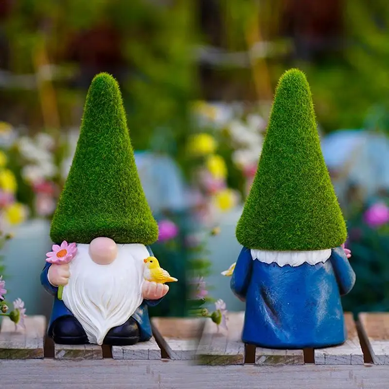 

Garden Gnomes Cute Faceless Dolls Ornaments Multifunctional Holding Birds & Flowers Dwarf Statues For outdoor Garden Accessories
