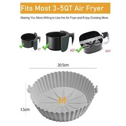 Reusable Food - Grade Silicone Air Fryer Liners and Baking Basket Set (Plum)