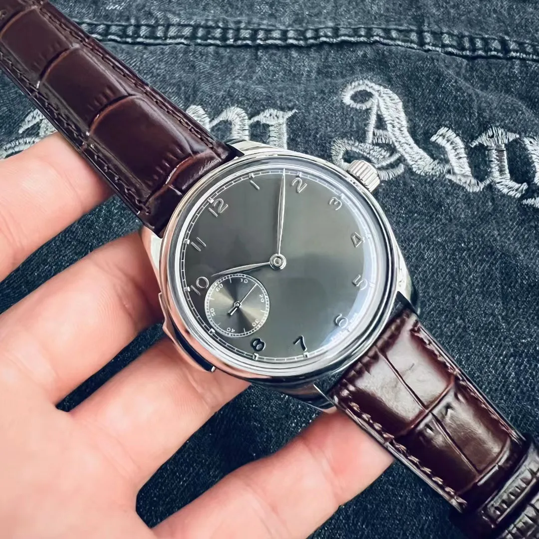 Men's mechanical wrist watch 316 fine steel calf leather strap manual