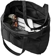 Bagelite Extra Large Canvas Tote Bag for Women Men, Utility Work Tote with Zipper, Laptop Tote, T...