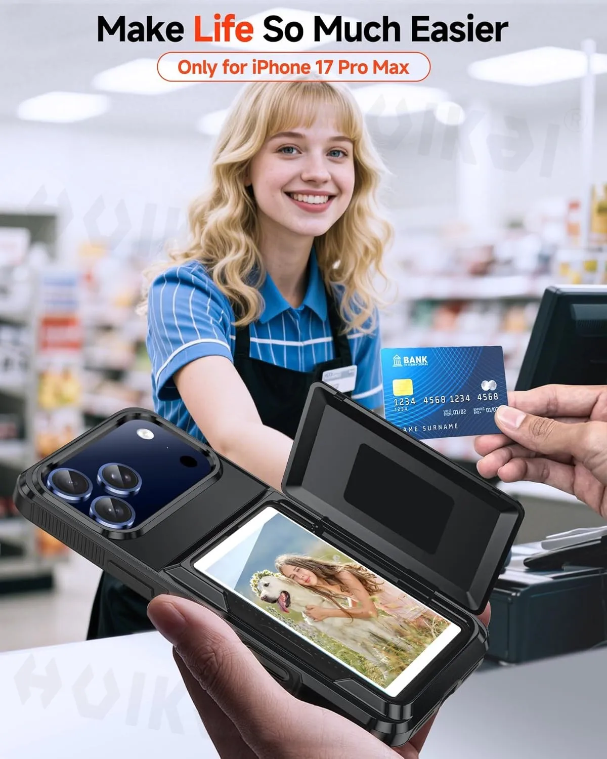 Premium Wallet Case with Credit Card Holder and Heavy Duty Shockproof Protection