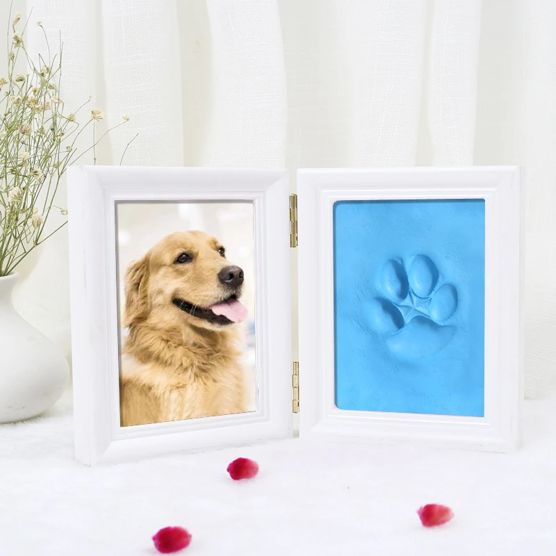 Pet Paw Print Photo Frame DIY Memorial Clay Imprint Kit For Cat Dog custom-your-own-brand-diy-dog-paw-print-frame-kit-keepsakes