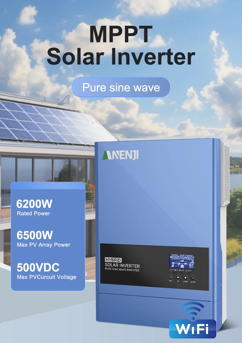 6.2KW 4KW 2KW MPPT Hybrid Solar Inverter Pure Sine Off Grid Tie 230VAC  PV 500V