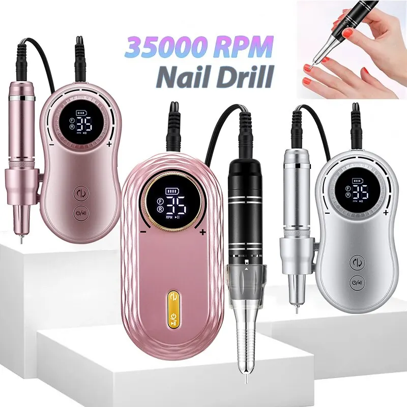 35000RPM Nail Drill Machine Rechargeable Nail File Nails Accessories Gel Nail Polish Sander Professional Tool Manicure Set