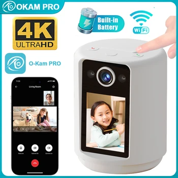 OKAM PRO HD 8MP 4K WiFi Camera Two-Way Video Intercom 2.4-inch Screen 2000mAh Battery Home Security Camera Color Night Vision 1