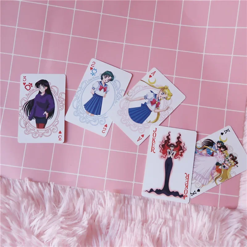 Sailor Moon Playing Card Game Card Group Creative Cartoon Impermeabile Poker Suit Magic Poker Package Board Collezione Di Giocattoli Caldi