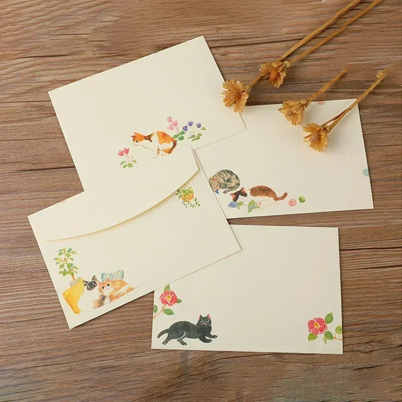 10pcs/set Cartoon Cat Envelopes for Letter Pads Cute Paper Envelope DIY Gift Wrap Wedding Party Invitation Card CoverStationery kraft paper envelopes,mailing envelopes,mini envelopes,gift card envelopes