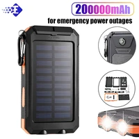 NEW 200000mAh Solar Power Bank Portable Charging Poverbank External Battery Charger Strong Light LDE Light for All Smartphones 1