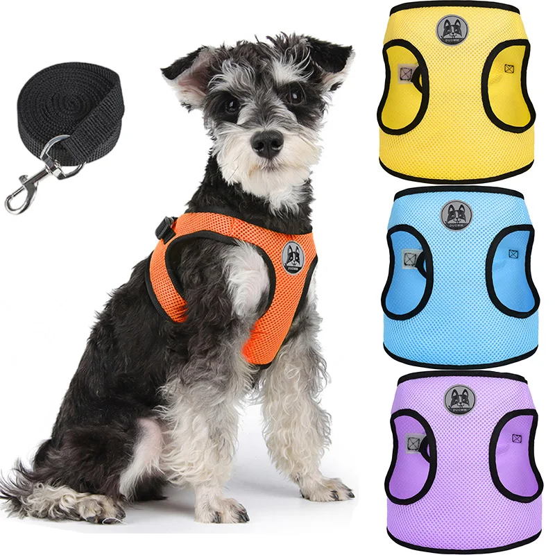 

3pcs/set Puppy Vest Harness with Leash for Small Medium Dogs French Bulldog Chihuahua Chest Strap Walking Lead arnes para perro