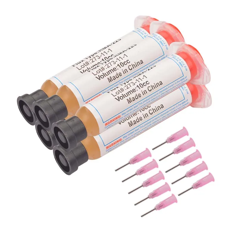 5pcs 10cc Solder Soldering Paste Flux Grease with 10pcs Needle RMA223