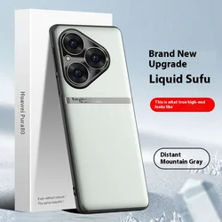 Liquid Leather Anti - Drop Case with Fine Hole Lens Protection for Huawei Pura 80 Ultra (GRAY)