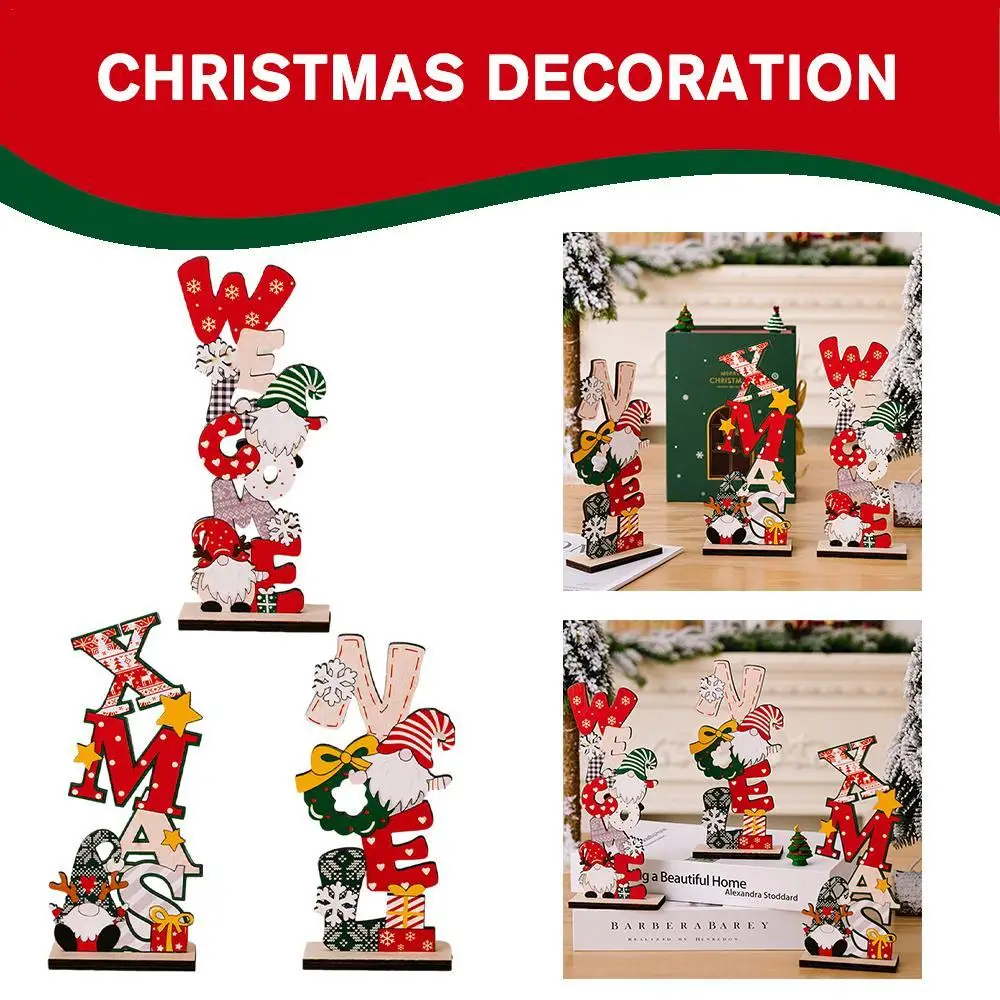

Christmas Table Ornament Dwarf Elderly English Decoration Wooden Durable Home Office Desktop Christmas Decoration