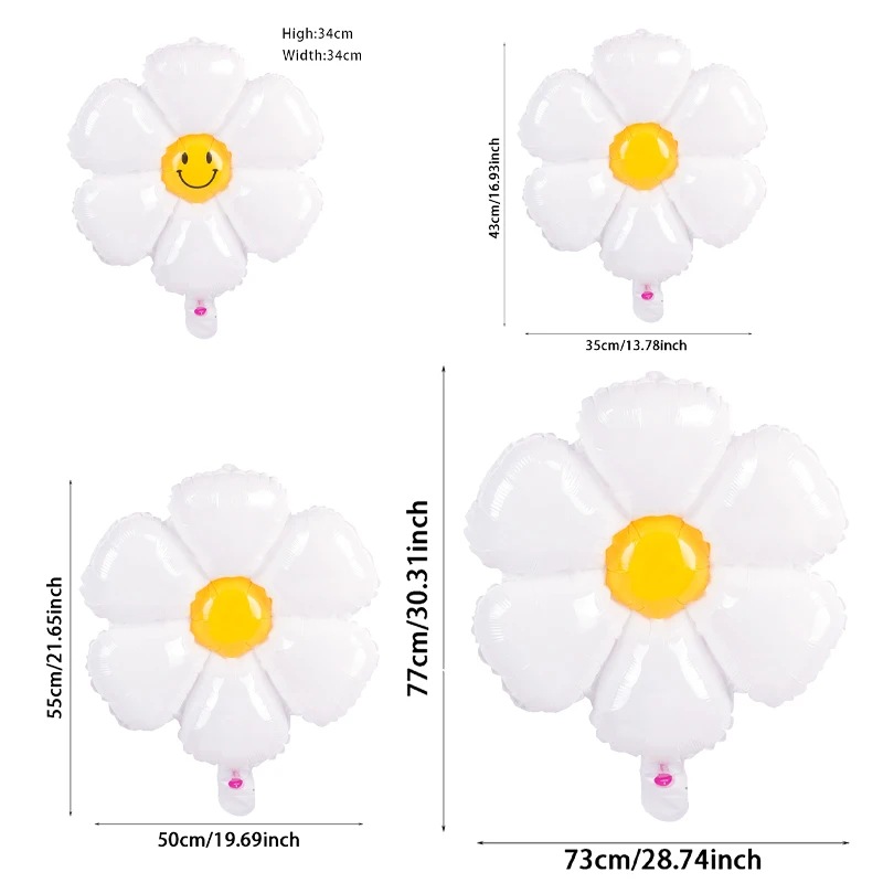 

White Daisy Balloon Kid 1st Birthday Party Decoration Smiley Daisy Aluminum Film Ball Valentine's Day Party Baby Shower Supplies