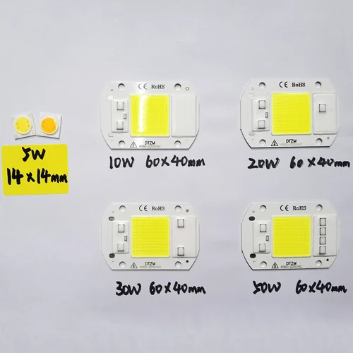 LEDCOB 고출력 LED 전구, 5W 칩 50W, 220V 10W 20W 30W 전구 램프, 220V LED 매트릭스, 야외 실내 투광 조명 화이트 2