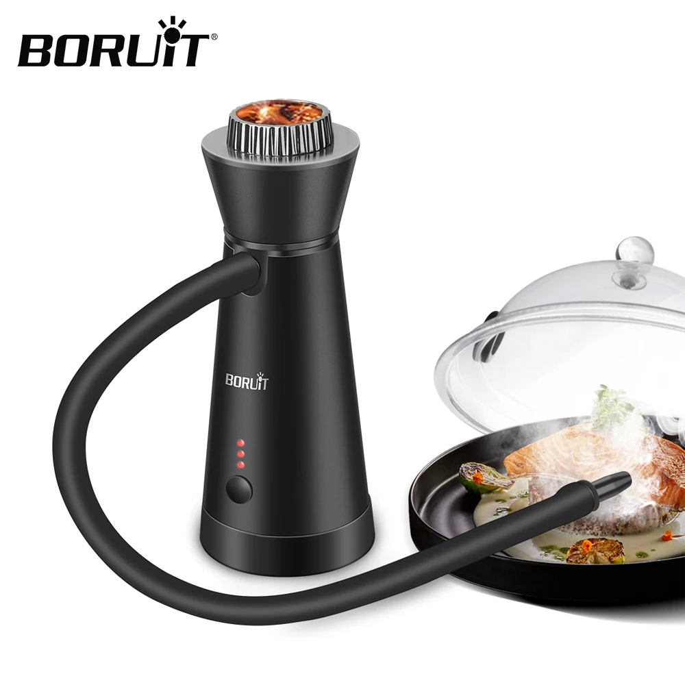 BORUIT SK301B Smoker Infuser Portable Molecular Cuisine Smoking Gun Added Flavor for Meat BBQ Cocktails Kitchen Cooking Tools smoke infuser