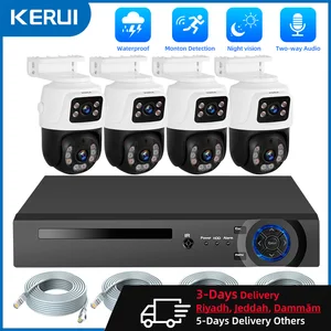 KERUI водонепроницаемый 6MP HD наружняя Камера Видеонаблюдения POE камера система с двумя объективами PTZ WIFI IP Домашняя безопасность 4CH 8CH POE NVR видео H.265 CCTV комплект