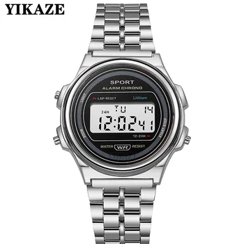 YIKAZE Steel Men's Watch Classic Business Men Digital Watches Alarm Chrono Electronic Wristwatch Sports Clock for Man Women 1