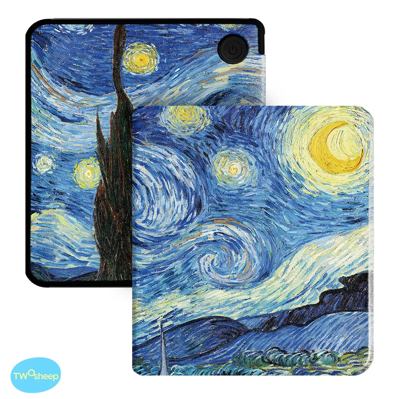 Twosheep 7 Zoll Hülle für Kobo Libra Color und Kobo Libra2 TPU Shell Magnetic Flip Auto Sleep Wake Cover Van Gogh Ölgemälde – Detail 8
