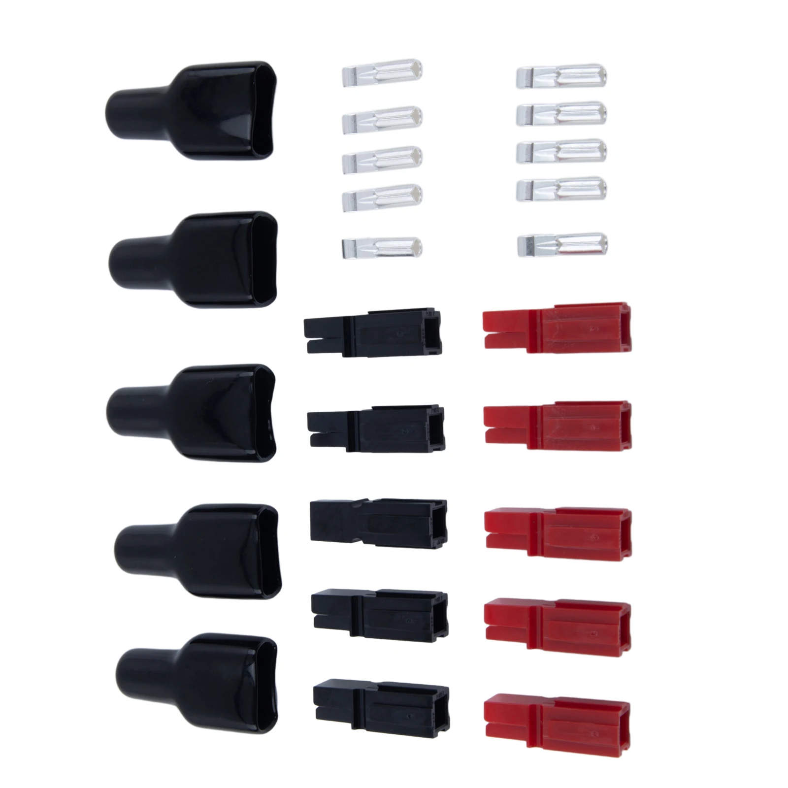 5 Pair 30AMP Plug 600V For Anderson Style Connector & Rubber Black PVC Covers Flame Retardant Sleeves For Electric Equipments