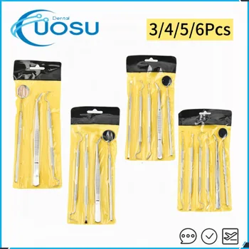 3/4/5/6PCS/Set Dental Mirror Kit Dentistry Lab Mouth Mirror Dentists Pick Tool Teeth Scaler Dentist Tools Dental Materials Kits 1