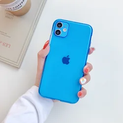 Vibrant Neon Fluorescent Soft TPU Phone Case with Clear Transparent Design - iPhone 15 (Blue)