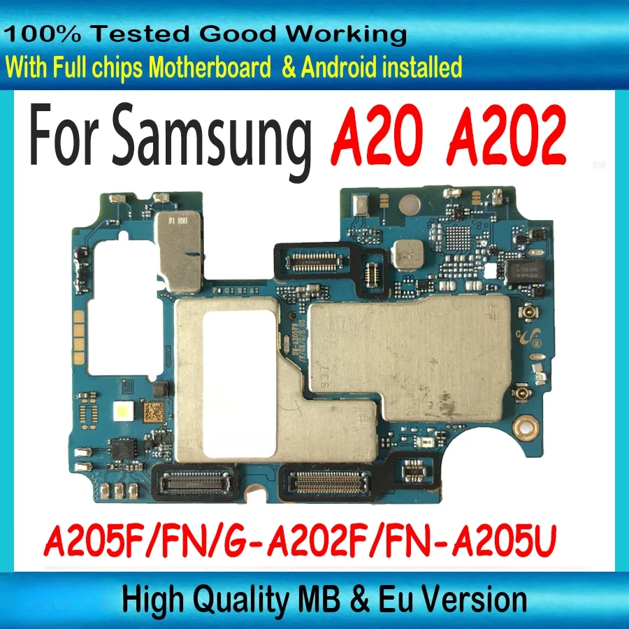 pcb cas samsung a20 Motherboard Pcb Samsung Galaxy A20 Motherboard Main Motherboard Flex Cable  For Samsung Galaxy A20 A205 Replacement