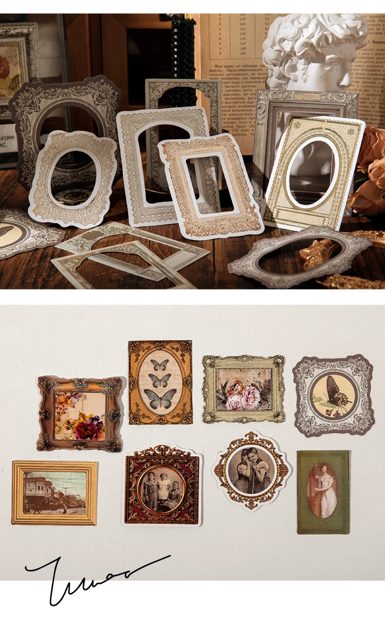 10 teile/paket Dekor Sammelalbum Vintage Aufkleber Materialien Papier Retro Rahmen DIY Junk Journal Collage Fotoalbum Retro Aufkleber – Detail 9