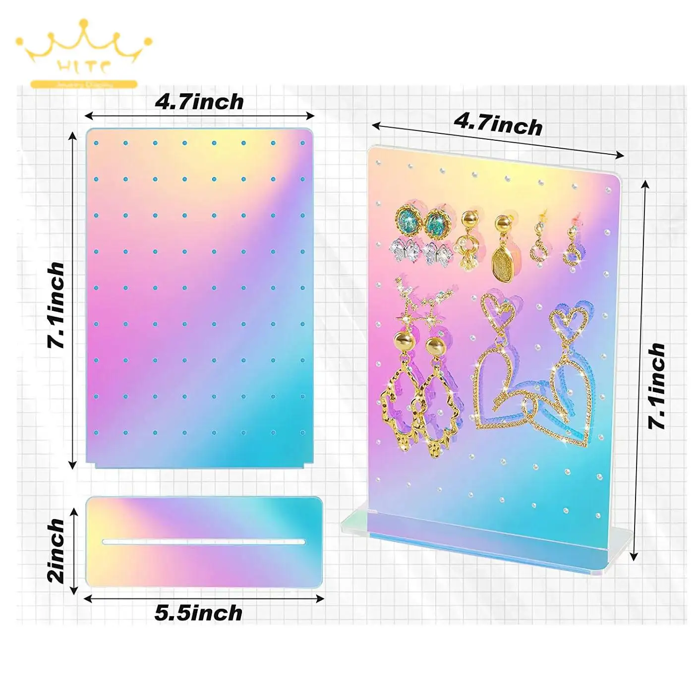 Colored Acrylic Earrings Organizer Removable Jewelry Rack Earrings Display Board Home Desktop Ear Stud Storage Frame
