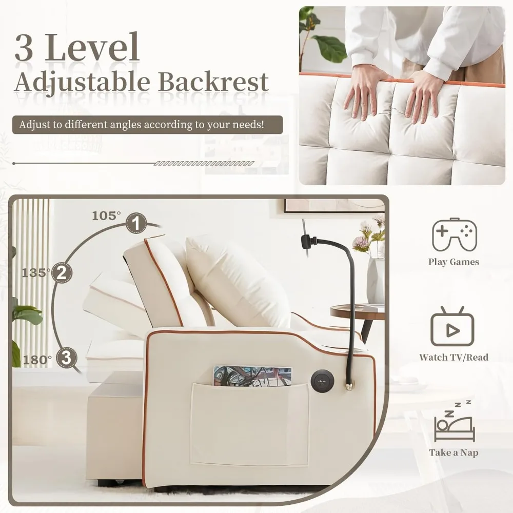 Velvet 3-in-1 Convertible Sofa Bed 5