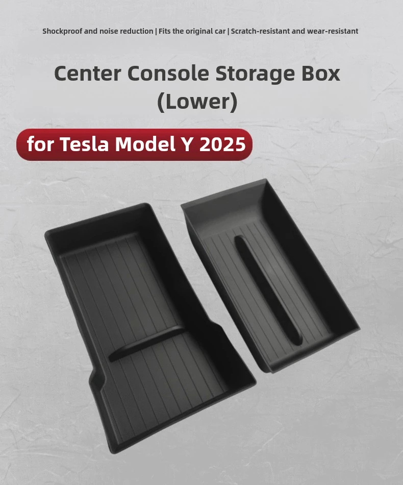 For Tesla Model Y Juniper 2025 Center Console Storage Organizer Box Tray Model 3 Highland 2024 Armrest Box Hidden Accessories
