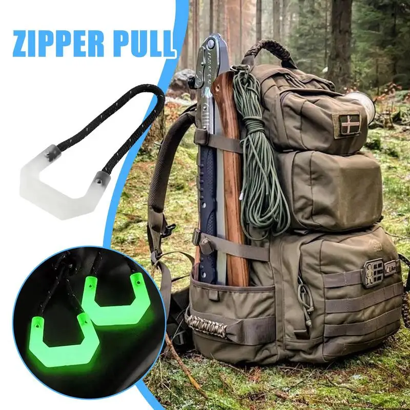 10Pc Luminous Zipper Pull Rope Glow In The Dark Zipper Head Anti-lost Backpack Clothes Jackets Slider DIY Repair Kit Sewing Tool zipper puller