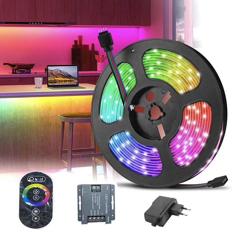 Tira de luces LED RGB 5050 con Control táctil inalámbrico, Kit completo de  luces flexibles para coche, TV, PC, decoración de dormitorio, 20M -  AliExpress